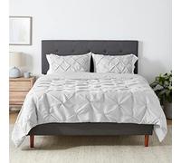 Amazon Basics Ensemble de literie 3 pièces avec Couette Alternative au Duvet 229 x 239 cm et 2 taies d'oreiller 51 x 66 cm, Gris Clair, Plis pincés et Bords passepoilés