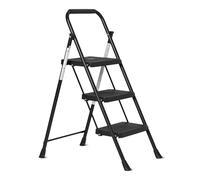 Amazon Basics Escabeau Pliant 3 Marches, Structure en Acier avec Pieds Antidérapants, Capacité de Charge Maximale 150kg, Hauteur 100,8 cm (Ouvert), Noir