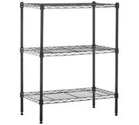 Amazon Basics Étagère à 3 tablettes étroites réglables en hauteur avec pieds de nivellement, charge max. 363 kg, Noir, 34 x 76.2 x 58.9 cm (l x L x H)