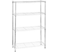 Amazon Basics Étagère à 4 tablettes étroites réglables en hauteur avec pieds de nivellement, charge max. 453 kg, Chromé, 35.6 x 91.4 x 137.1 cm (l x L x H)