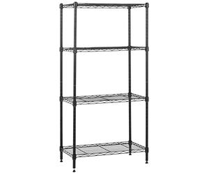 Amazon Basics Étagère à 4 tablettes étroites réglables en Hauteur avec Pieds de nivellement, Charge Max. 363 kg, Noir, 34 L x 58.9 W x 121.9 H cm