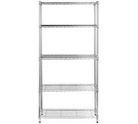 Amazon Basics Étagère à 5 tablettes étroites réglables en hauteur avec pieds de nivellement, charge max. 453 kg, Chromé, 36 x 91 x 183 cm
