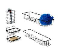 Amazon Basics Étagère de douche adhésive en acier inoxydable, 5 pièces, Noir