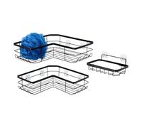 Amazon Basics étagères de douche adhésives en acier inoxydable en forme de L, 3 pièces, noir