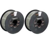 Amazon Basics Filament PETG pour imprimante 3D 1.75 mm Gris Bobine 1 kg (Lot de 2)