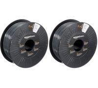 Amazon Basics Filament PLA pour imprimante 3D, 1.75 mm, Gris foncé, Bobine, 1 kg (Lot de 2)