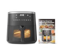 Amazon Basics Friteuse à Air de 4,2L avec Fenêtre de Cuisson Pratique, 8 Programmes, 1 500W, Noire