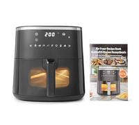 Amazon Basics Friteuse à Air de 5,7L avec Fenêtre de Cuisson Pratique, 8 Programmes, 1 750W, Noire