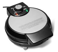 Amazon Basics Gaufrier pour Gaufres Belges avec Plaque Antiadhésive Ronde en Céramique de 20cm, Contrôle de la Dorure, Noir