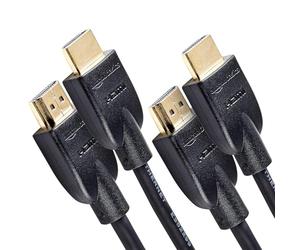 Amazon Basics HDMI Cable, 2-Pack, 6ft, 4K@60Hz, High-Speed 4K HDMI 2.0 Cord (18Gbps), 2160p, 48 bit, Compatible with TV/PS5/Xbox/Roku, Black