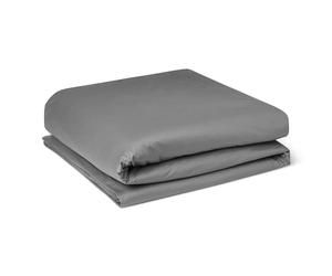 Amazon Basics Housse de Couette Deluxe, 100% Coton Satin 400 Fils, Extra-Doux avec Boutons-Pression, 135 x 200 cm, Gris Foncé