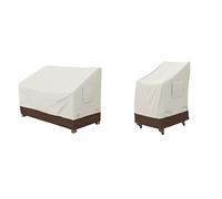 Amazon Basics Housse de Protection pour Banc 2 Places & Housse de Protection pour chaises de Jardin empilables
