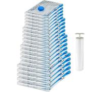 Amazon Basics Housses de Rangement sous Vide avec Pompe Manuelle - (5 Taille S, 5 M, 5 L, 5 Jumbo), Fermeture éclair, Multiple, 20 pièces, 4 Lot de 5, Claire