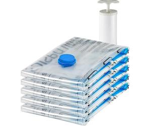 Amazon Basics housses de rangement sous vide avec pompe manuelle, Fermeture éclair, 5 pièces, Taille L, Clair