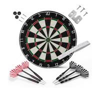 Amazon Basics Jeu de Fléchettes avec 6 Fléchettes à Pointe en Acier, Fibre de Sisal Autoréparatrice, Motif Araignée en Fil Métallique Fin, Kit de Montage Complet, 45,7cm, Noir