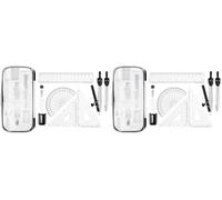 Amazon Basics Kit pour mathématiques 10 pièces - Inclut des compas, une mine, une gomme, un taille-crayon, un rapporteur, des équerres, une règle et une boîte de rangement (Lot de 2)