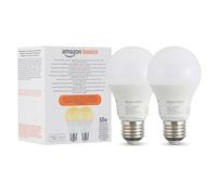 Amazon Basics Lot de 1 ampoule LED intelligente à intensité variable, E27, 8W (60W Equivalent), Fonctionne uniquement avec Alexa, Blanc Doux, 2 pièce