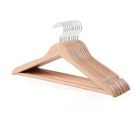 Amazon Basics Lot de 10 cintres en Bois pour vêtements et Costumes, Naturel, 43.89 cm x 1.19 cm x 22 cm