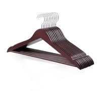 Amazon Basics Lot de 10 cintres en Bois pour vêtements et Costumes, Rouge Cerise