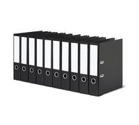 Amazon Basics Lot de 10 classeurs à levier A4, avec anneaux, pour rangement de fichiers de bureau, Noir
