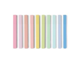 Amazon Basics - Lot de 10 surligneurs pastel, pointe biseautée, sans bavure même sur les bibles, Assortiment