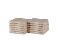 Amazon Basics Lot de 12 Gants de Toilette - 100% Coton Biologique, Ultra Doux - 30 x 30 cm, Taupe