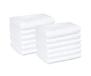 Amazon Basics Lot de 12 Gants de Toilette - 100% Coton, Séchage Rapide, Très Absorbants - Pour Usage Quotidien - 30 x 30 cm, Blanc
