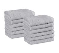 Amazon Basics Lot de 12 petites serviettes 100 % coton pour salle de bain/salon de beauté, séchage rapide, Gant de toilette, très absorbantes, 30 x 30 cm, gris