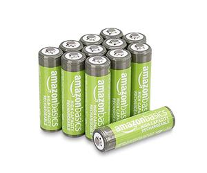 Amazon Basics Lot de 12 piles rechargeables AA NiMH haute capacité, 2400 mAh, 1,2 V, rechargeables 400 fois, préchargées