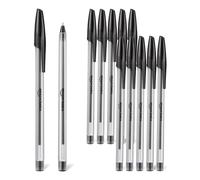 Amazon Basics Lot de 12 Stylos à Bille pour la Maison, le Bureau et l’École, 1,0mm, Noir