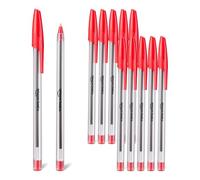 Amazon Basics Lot de 12 Stylos à Bille pour la Maison, le Bureau et l’École, 1,0mm, Rouge