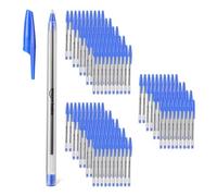 Amazon Basics Lot de 144 Stylos à Bille pour la Maison, le Bureau et l’École, 1,0mm, Bleu