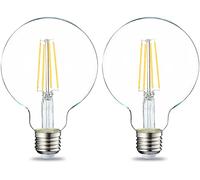 Amazon Basics Lot de 2 ampoules LED en forme de globe G93 Culot Edison à vis E27 7 W (équivalent 60 W) CRI80, Filament blanc chaud Intensité non variable