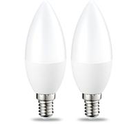 Amazon Basics Lot de 2 petites ampoules LED en forme de flamme Culot Edison à vis E14 4.9 W (équivalent 40 W) Blanc chaud Intensité non variable