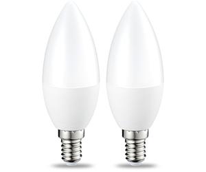 Amazon Basics Lot de 2 petites ampoules LED en forme de flamme Culot Edison à vis E14 4.9 W (équivalent 40 W) Blanc chaud Intensité non variable