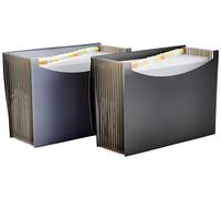 Amazon Basics Lot de 2 porte-documents type trieurs à soufflets Format lettre (A4), Gris,Noir