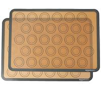 Amazon Basics Lot de 2 Rectangulaire Silicone Tapis de cuisson pour macarons, Beige,gris, 41.9L x 29.5l cm