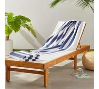 Amazon Basics Lot de 2 serviette de plage /piscine 100 % coton éponge à rayures, douces et absorbantes, 76 x 152 cm, bleu marine