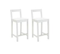 Amazon Basics Lot de 2 tabourets de comptoir de cuisine en bois blanc avec un dossier, tabouret de bar et de salle à manger, montage facile, moderne, 88 cm de haut