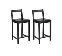Amazon Basics Lot de 2 tabourets de comptoir de cuisine en bois noir avec un dossier, tabouret de bar et de salle à manger, montage facile, moderne, 88 cm de haut