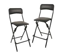 Amazon Basics Lot de 2 tabourets pliables avec repose-pieds, capacité 136,1 kg, 61 cm de hauteur, noir