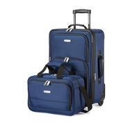 Amazon Basics Lot de 2 Valises Souples Extensibles (58 cm) et Sac Fourre-Tout (25 cm), Légers, 100% Polyester, Ensemble de Bagages Empilables, Bleu Marine
