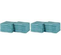 Amazon Basics Lot de 24 Gants de Toilette - 100% Coton Biologique, Ultra Doux - 30 x 30 cm, Bleu Canard