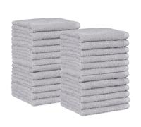 Amazon Basics Lot de 24 Gants de Toilette - 100% Coton, Séchage Rapide, Très Absorbants - Pour Usage Quotidien - 30 x 30 cm, Gris