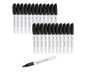 Amazon Basics Lot de 24 marqueurs indélébiles, Noirs