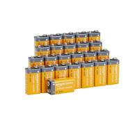 Amazon Basics Lot de 24 piles alcalines 9 V, 9V/6LR61, durée de conservation de 5 ans, pour détecteur de fumée/CO, électroniques et audio