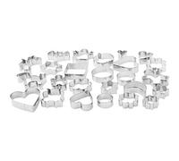 Amazon Basics - Lot de 25 emporte-pièces pour biscuits pour la maison, argenté, taille 4 cm à 9 cm