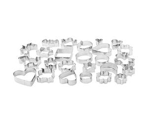 Amazon Basics - Lot de 25 emporte-pièces pour biscuits pour la maison, argenté, taille 4 cm à 9 cm