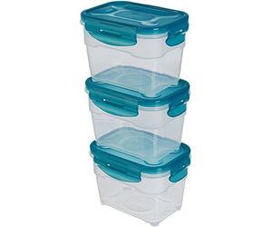 Amazon Basics Lot de 3 boîtes de conservation hermétiques, 3 x 1 litre, Transparent