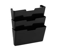 Amazon Basics Lot de 3 corbeilles à courrier Fixation murale plastique, Format A4, Noir 33 x 38 cm